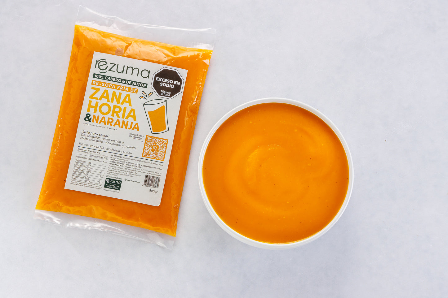 Sopa fría de zanahoria y naranja